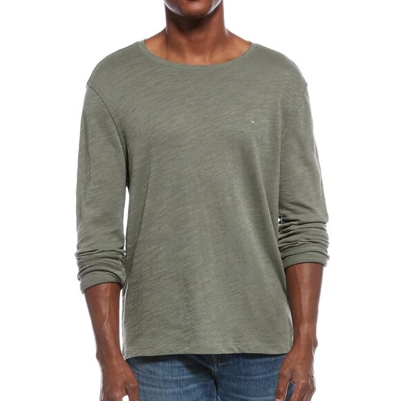 John Varvatos Other - John Varvatos Men's Leo Peace Sign Slub Cotton LS Crewneck Tee Shirt Sage Brush